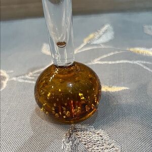 Controlled Bubbles Amber Glass Bud Vase